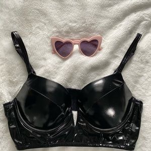 La Senza Faux Leather Push Up Wire Bustier Top